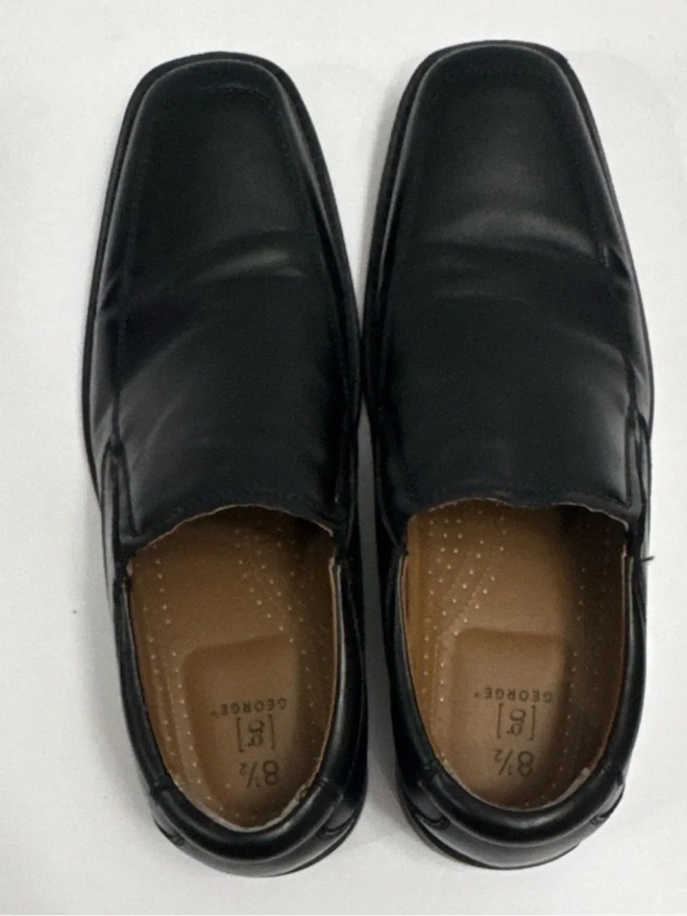 George Black Slip-On Square-Toe Dress Loafers